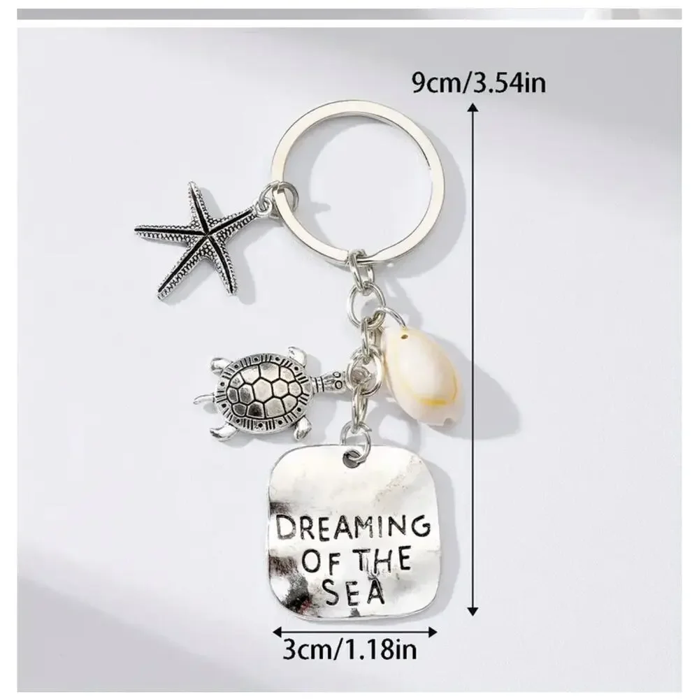 Dreaming of the Sea Keychain Charms with Starfish Turtle‎ Conch Seashell Accents